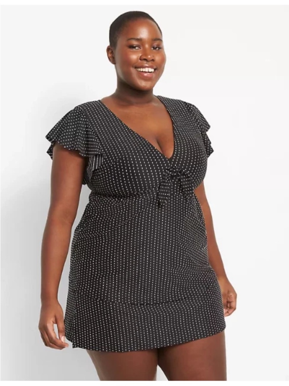 Cacique swim Black Dress with White Dot Pattern